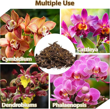 Orchid Potting Mix, Premium Orchid Soil for Repotting with Natural Pine Bark, Perlite, Coco Peat and Moss, Well-Draining Orchid Mix for Indoor Plant, Orchid, Succulents - 2.02QT
