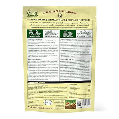 The Old Farmer's Almanac Organic Tomato & Vegetable Plant Food Fertilizer (Covers 250 Sq Ft - 2.25 Lbs)