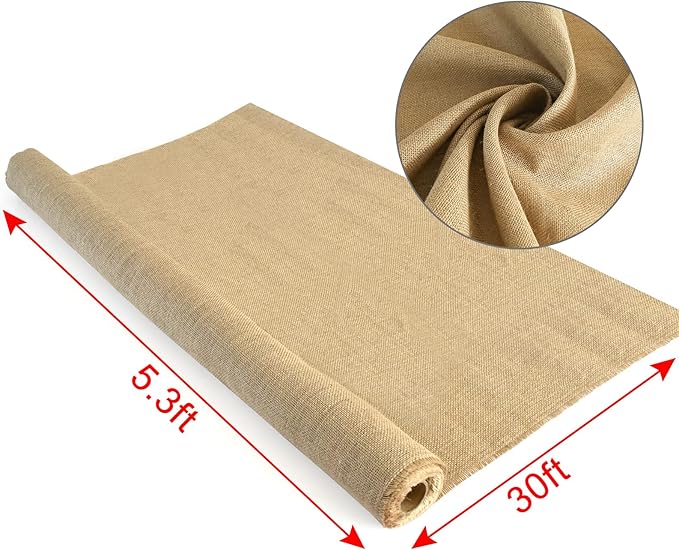 Agfabric Garden Burlap Fabric Roll,64 inch x15 Feet High Density Natural Jute Material for Party Decor,Table Runner,Crafts,Plants&Tree Covering