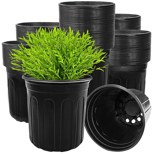 100 Pcs 1 Gallon Flexible Nursery Pots for Plants,Soft Plastic Seed Starting Pots with Hole,Flower Plant Container for Seedling,Cuttings,Potting,Transplanting,Black