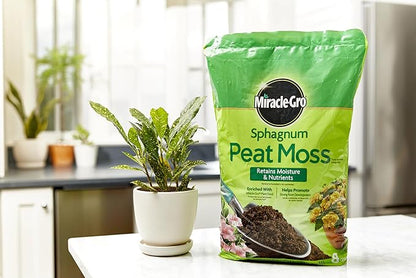 Miracle-Gro Sphagnum Peat Moss, Enriched with Plant Food, Add to Potting Mixes and Native Soil, 8 qt., 3-Pack