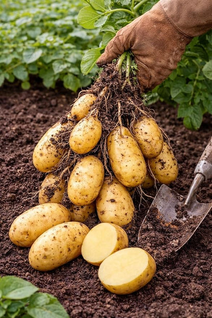 German Butterball Seed Potatoes for Planting | Yellow Skin, Deep Yellow Flesh | Heirloom Potato Variety | Rich Flavor & High Yield | Non-GMO, Untreated (10 Pounds)