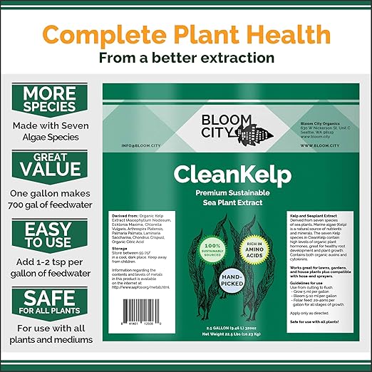 Bloom City Organic Liquid Seaweed and Kelp Fertilizer Supplement, Quart (32 oz) Concentrated Makes 180 Gallons