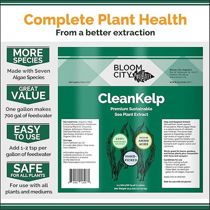 Bloom City Organic Liquid Seaweed and Kelp Fertilizer Supplement, Quart (32 oz) Concentrated Makes 180 Gallons