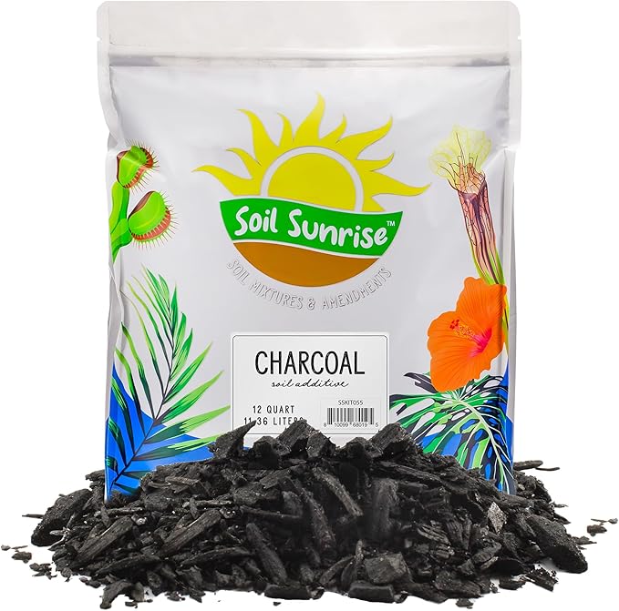 Soil Sunrise Horticultural Charcoal for Indoor Plants (12 Quarts) Hardwood Soil Additive for Orchids, Terrariums, and Gardening