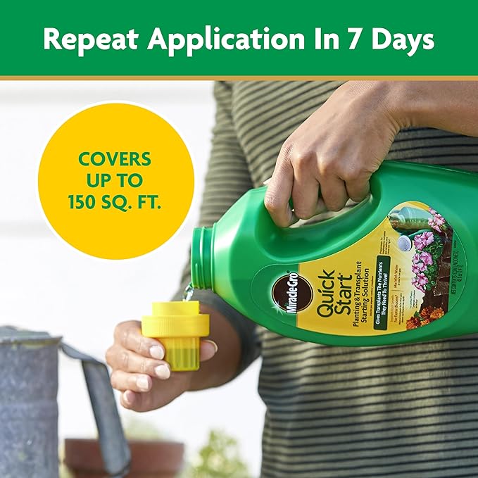 Miracle-Gro Quick Start Planting and Transplant Starting Solution, For Flower and Vegetable Plants, Concentrate Mix with Water, 48 oz.