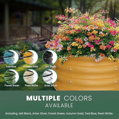 Round Galvanized Raised Garden Bed Kit, 2 Pcs 2 x 2 x 1ft Autumn Gold Galvanized Garden Boxes, Outdoor for Vegetables