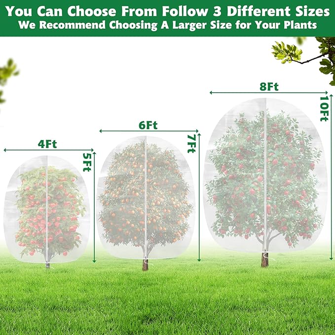 Evoio Bird Netting for Garden Plant Fruit Tree Protection 6 x 7 ft Large Blueberry Bushes Netting Covers Bags with Zipper, Shrubs Bush Tomato Strawberry Berry Barrier Mesh Cover Net Protector (1 Pcs)