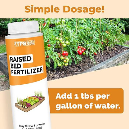 Raised Bed Fertilizer for Vegetables, Herbs, and Flowers, Balanced Nutrients for Container and Box Gardens, Liquid Fertilizer by TPS Plant Foods, 8oz (250ml)