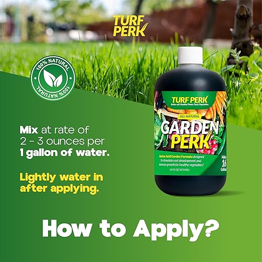 Garden Perk All Natural Liquid Solution – 16 fl oz – Concentrate Makes Up to 16 Gallons – Plant & Vegetable Nutrient Formula – Indoor & Outdoor – Safe for Pets