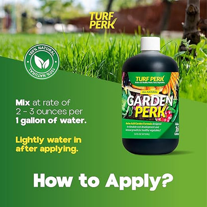 Garden Perk All Natural Liquid Solution – 16 fl oz – Concentrate Makes Up to 16 Gallons – Plant & Vegetable Nutrient Formula – Indoor & Outdoor – Safe for Pets