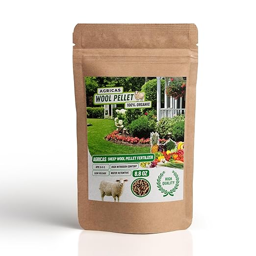 Wool Pellet Organic Fertilizer 8.8 oz, Made of Sheep Wool, Water Holding, Enhances Soil Health, Ideal for Fruits, Vegetables, Flowers, Indoor and Outdoor Plants - 1 Packk