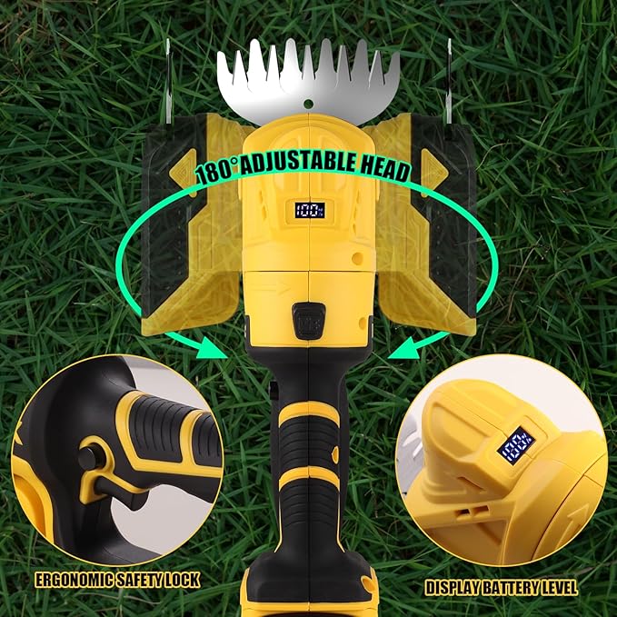 Cordless Hedge Trimmer, Grass Trimmer, 2 in 1 Handheld Electric Bush Trimmer Compatible with Dewalt 20v Battery (No Battery), Grass Trimmer, Bush Trimmer & Grass Shears