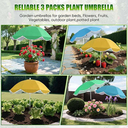 Plant Umbrellas for Outdoor Plants, 25inch Plant Shades for Outdoor Plants with Durable 40'' High M-Shaped Plug for Stronger Wind Resistanc for Plants, Potted Plant, Garden Beds