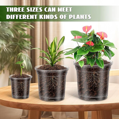 24 Pack 4/5/6" Planters for Indoor Plants,Clear Nursery Pots with Drainage, Nursery Pots for Planting,High Transparency Plastic Flower Pots with 24 Labels