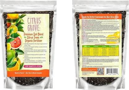 Premium Organic Citrus Potting Soil for Indoor/Outdoor Plants - Perfect for Oranges, Lemons, Limes & Grapefruits Trees - Hand Blended for Optimal Growth (10 QUARTS)