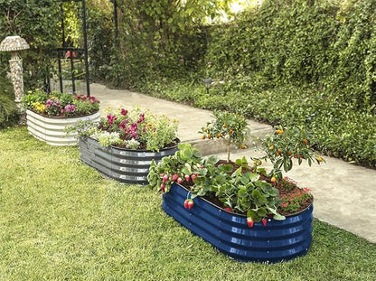 Plant & Plot Galvanized Raised Garden Beds Outdoor // 4×2×1 ft (2-Pack) Planter Raised Beds for Gardening, Vegetables, Flowers // Large Metal Garden Box // Patented Tool-Free Design (Navy)
