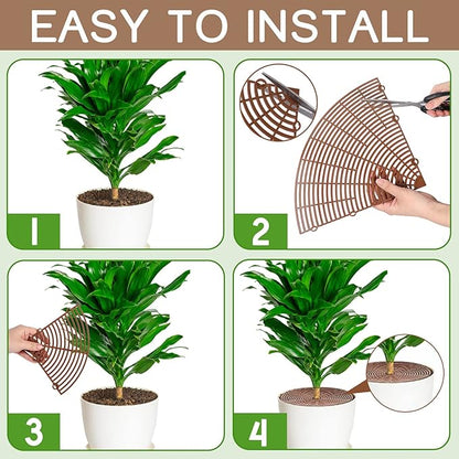 4 Pcs Plant Pot Grid Soil Protector Covers Cuttable Flower Protector 1 from Animals 20.5" 11.8" Cat Digging Stopper Plant Pot Cover with Stakes for Indoor Outdoor Gardening(Brown)