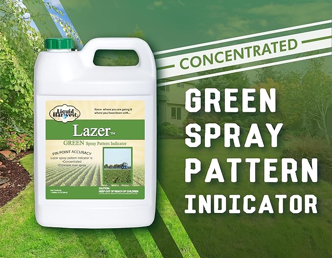 Liquid Harvest Lazer Green Concentrated Spray Pattern Indicator - 1 Gallon (128 Ounces) - Perfect Weed Spray Dye, Herbicide Dye, Fertilizer Marking Dye, Turf Marker and Herbicide Marker