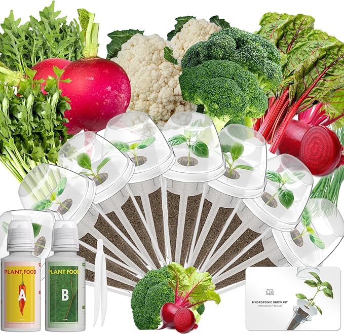 Vegetables Seed Pod Kit for AeroGarden,idoo,Ahopegarden,Gardencube with Radish,Ruby Queen Beet,Cauliflower,Celery,Onion,Broccoli,Swiss Chard,Arugula-Compatible with Hydroponics Growing System(8-Pod)