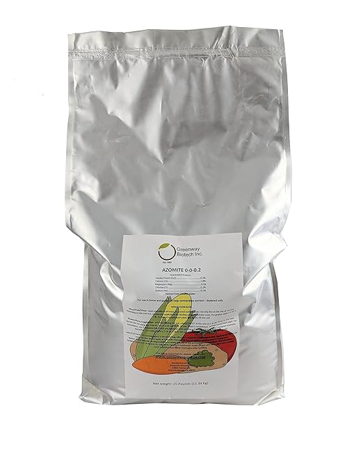 Greenway Biotech, Inc. Azomite Rock Dust Volcanic Ash Organic Fertilizer with Micronutrient & Trace Minerals- Natural Mineral Soluble Plant Fertilizers for Enhances & Increases Crop Yield (25 Pounds)
