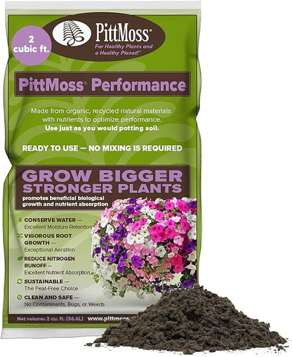 PittMoss Performance Peat Free Potting Mix with Controlled Release Fertilizer, 2 cu ft