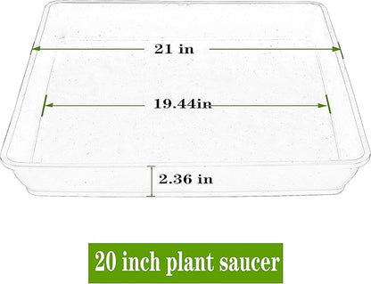 3 Pack Square Plant Saucer 20 22 Inch, Heavy Plastic Water Tray Tor Plants, Planters for Indoors and Outdoors Plants, Deep Plant Trays for Pots, Extra Large Plant Saucers (20 inch, White)