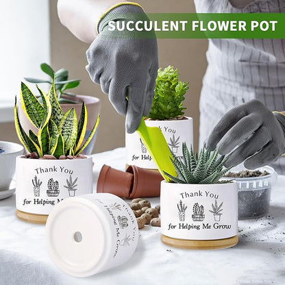 Thank You for Helping me Grow Gifts,Funny planters for Indoor Plants, for Planter Lover,Garden Planters Succulent Pots, with Drainage Holes and Saucer(No Plants) (Helping Me Grow)