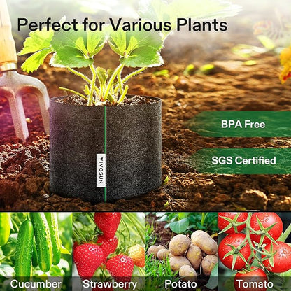 VIVOSUN 10-Pack 1 Gallon Grow Bags, Fabric Pots with Self-Adhesion Sides for Transplanting