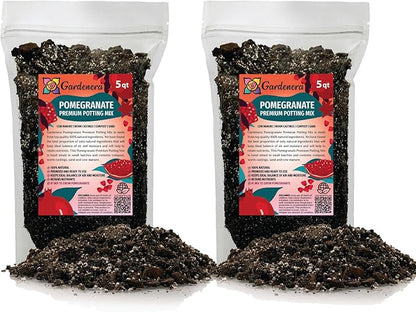 GARDENERA Premium Pomegranate Potting Soil Mix - Perfect Balance of Nutrients, Drainage, and Aeration for Thriving Pomegranate Trees - 10 Quart