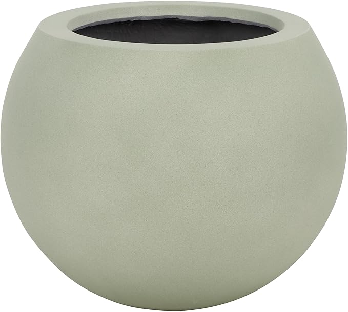 SAFAVIEH Outdoor Patio Furniture Collection – Kenslia Sage Green Ficonstone Planter Pot, Fully Assembled Decorative Outdoor Planter, Sculptural Orb Design (PAT1518E)