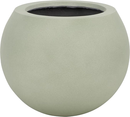 SAFAVIEH Outdoor Patio Furniture Collection – Kenslia Sage Green Ficonstone Planter Pot, Fully Assembled Decorative Outdoor Planter, Sculptural Orb Design (PAT1518E)