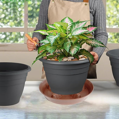 4 Pack Plant Saucer 12 inch, 8 10 14 17 inch, Plant Stand Plastic Plant Saucers for Indoors Outdoor, Heavy Duty Flower Saucers for Potted Plants, Pot Saucers for Plants, Grow Bags Saucers