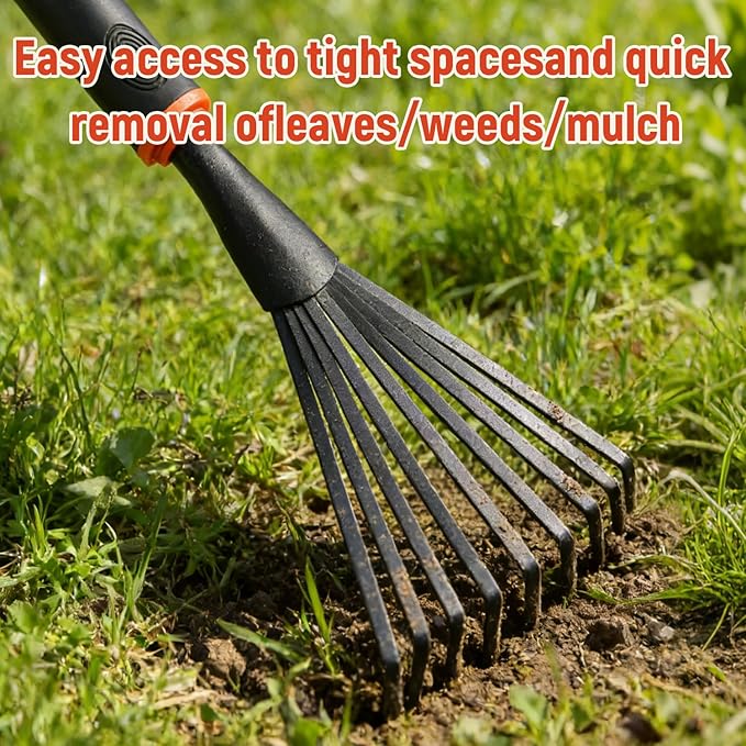 Small Hand Rakes, Garden Stainless Steel Hand Rake Soil Tiller, Garden Sweep Yard Flower Beds Tool