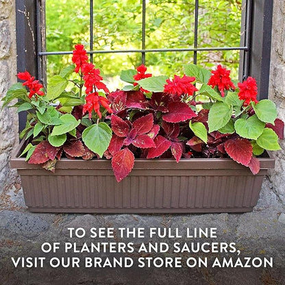 The HC Companies 23.5 Inch Venetian Rectangular Plant Saucer, Lightweight UV-Resistant Plastic Outdoor & Indoor Flower Pot Tray, 2-Pack Plant Pot Trays for Garden & Home Decor, White