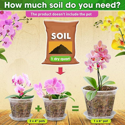 [Upgraded] DUSPRO Orchid Potting Mix for Repotting with Forest Moss, Pine Bark, Perlite & Pumice Natural Ingredients, Orchid Bark Potting Mix, Orchid Repotting Kit Drainage Indoor Potting Medium 6QT