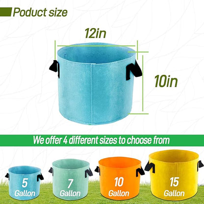5-Gallon Fabric Grow Bags (7 Pack of Mix Colors) with Handles for Potato Tomato Flower and Vegetables