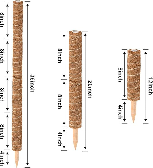Moss Pole, Augshy 48 Inch Moss Poles - 4Pcs 12 Inch Coir Totem Poles Moss Climbing Sticks for Indoor Creepers Plant Support Extension
