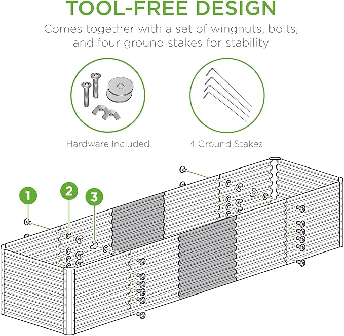 Best Choice Products 8x2x2ft Raised Outdoor Metal Garden Bed, Deep Root Box Planter for Vegetables, Flowers, Herbs, 240 Gallon Capacity, 100% Non Toxic Materials - White
