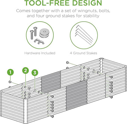 Best Choice Products 8x2x2ft Raised Outdoor Metal Garden Bed, Deep Root Box Planter for Vegetables, Flowers, Herbs, 240 Gallon Capacity, 100% Non Toxic Materials - Terracotta