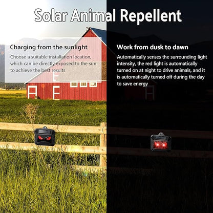 Solar Control Light Nocturnal Animal Repeller Outdoor Deterrent Devices Light Sensor Animal Repellent for Skunk Deer Coyote Fox Raccoon Cat Garden Yard Farm Chicken Coop (18, Black)