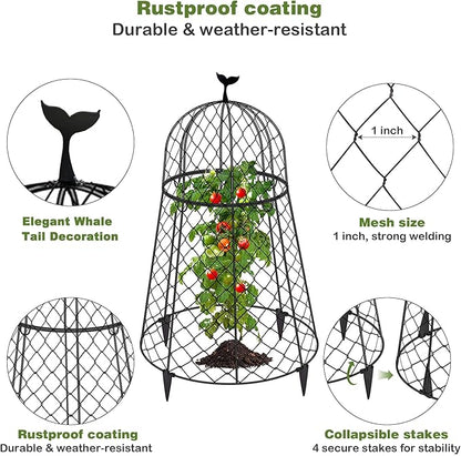 (6 Packs) 13" D x 20" H Garden Cloches for Plants, Chicken Wire Cloche, Plant Cloche and Cage, Wire Plant Protector, Protection for Your Plants and Seedlings - Black