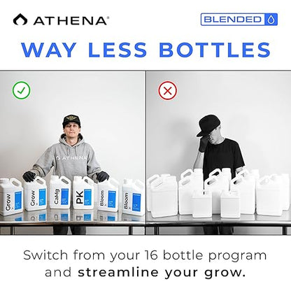 Athena Blended Bloom A&B | 2-Part Flowering Liquid Fertilizer for Hydroponics & Soil | Bloom Booster Plant Food | NPK A 4-0-5 | B 0.7-6-5 | 1 Gallon