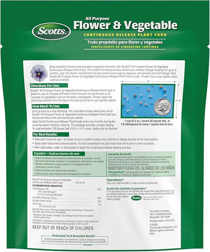 Scotts All Purpose Flower and Vegetable Continuous Release Plant Food, For Outdoor In-Ground Plants, 3 lb.