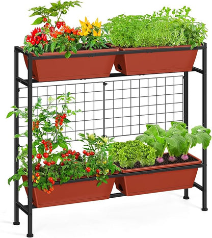 Raised Garden Beds with Legs, Elevated Planter Box Outdoor for Vegetables, Flowers, Herbs, Indoor Standing Garden Bed with Drainage Holes for Backyard Patio Gardening, Red