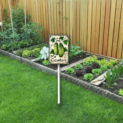 Uptell Vegetable Garden Cucumbers Yard Sign Label With Stake Plant Markers For Outdoor Plants Waterproof 7x8.8inch Nursery Garden Outdoor Sign