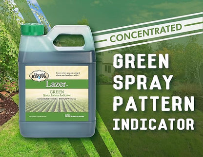 Liquid Harvest Lazer Green Concentrated Spray Pattern Indicator - 1 Quart (32 Ounces) - Perfect Weed Dye, Fertilizer Marking Dye, Turf and Herbicide Marker