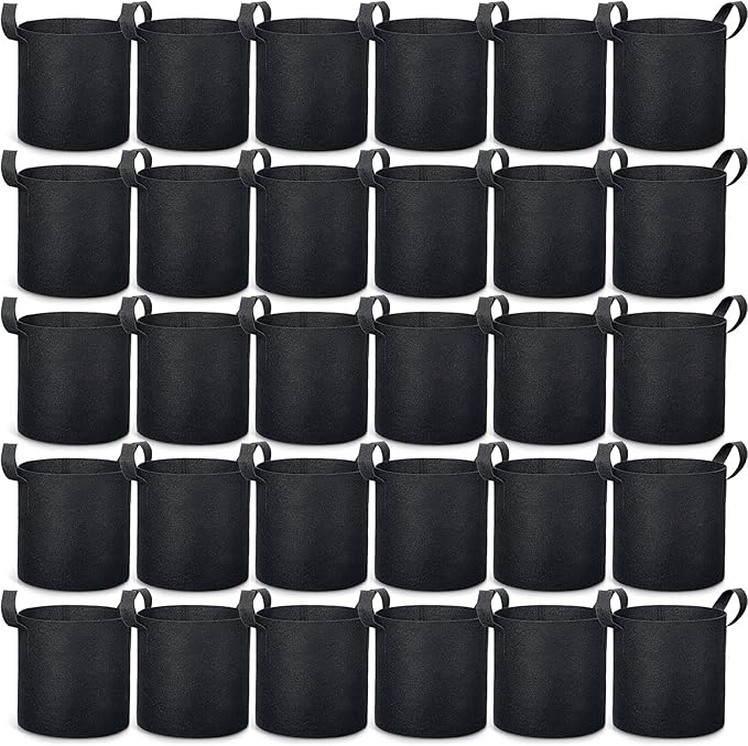 Boao 30 Pack 3 Gallon Grow Bags Aeration Fabric Pots for Plants with Handles Thickened Non Woven Grow Pots Bulk Plant Bags for Garden Vegetable Flower