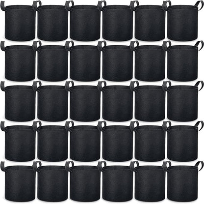 Boao 30 Pack 3 Gallon Grow Bags Aeration Fabric Pots for Plants with Handles Thickened Non Woven Grow Pots Bulk Plant Bags for Garden Vegetable Flower