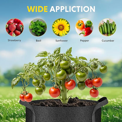 iPower 10-Pack 10-Gallon Grow Bags Nonwoven Fabric Pots Aeration Container with Strap Handles for Garden and Planting, 10 Gallon, Black